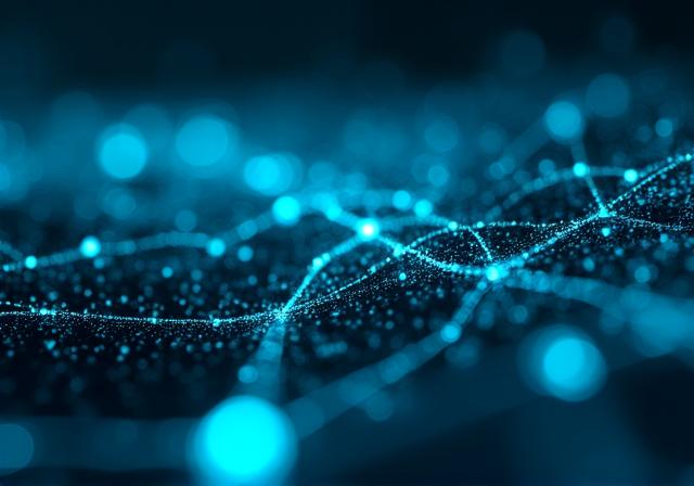 Abstract representation of AI data processing visualization