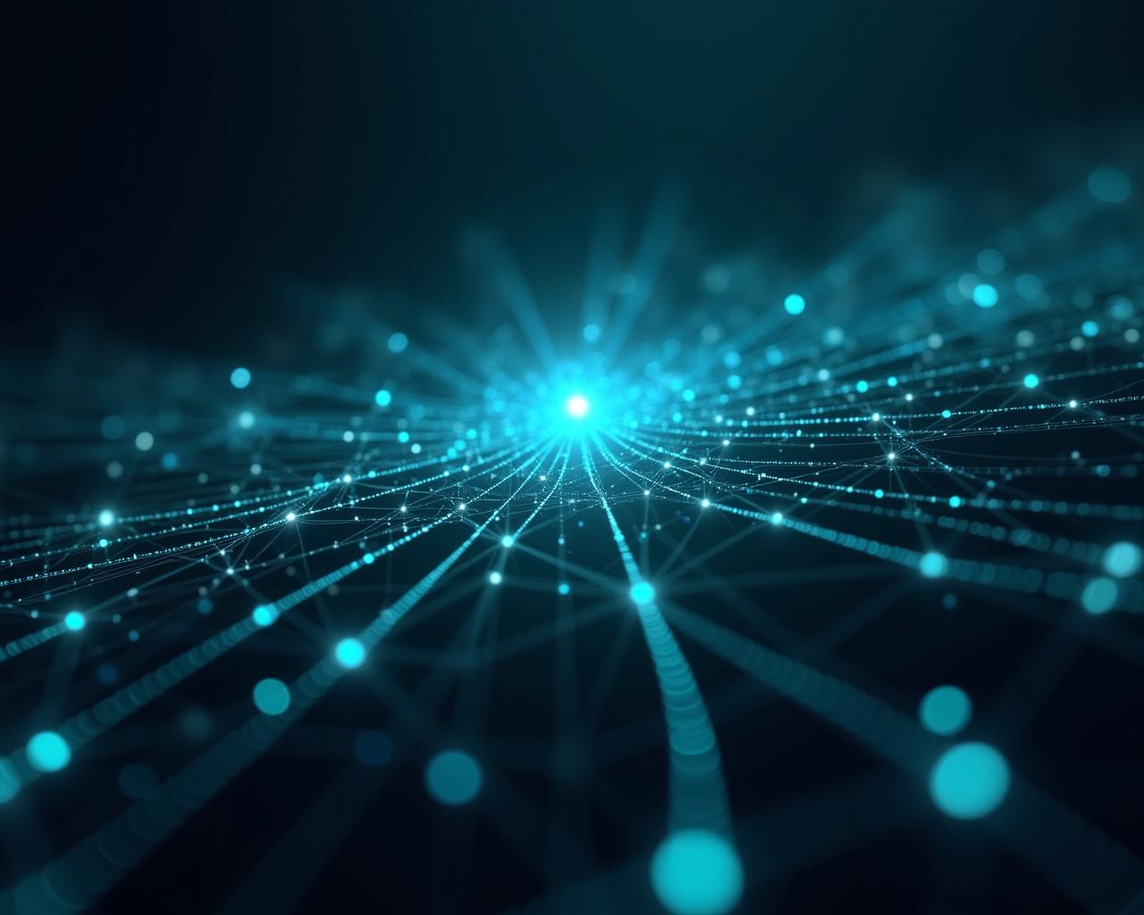 Futuristic AI visual showing data nodes and neural networks